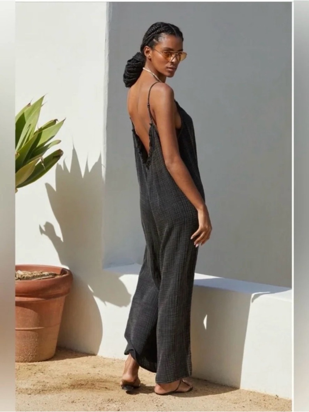Anthropologie the Malika Gauze Jumpsuit size XS Lagenlook Loungewear